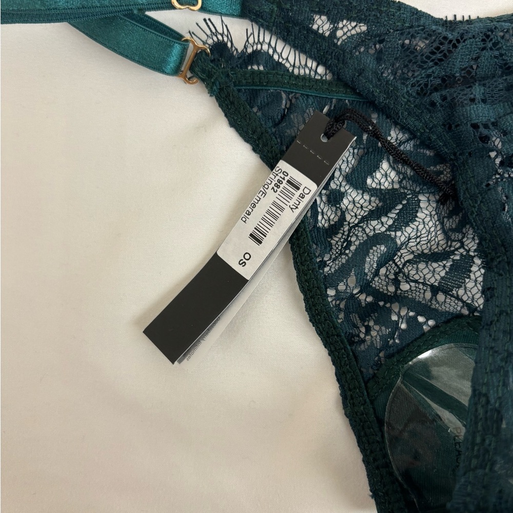 Gooseberry intimates thong lace one size small-xl emerald and grey new - Picture 10 of 13